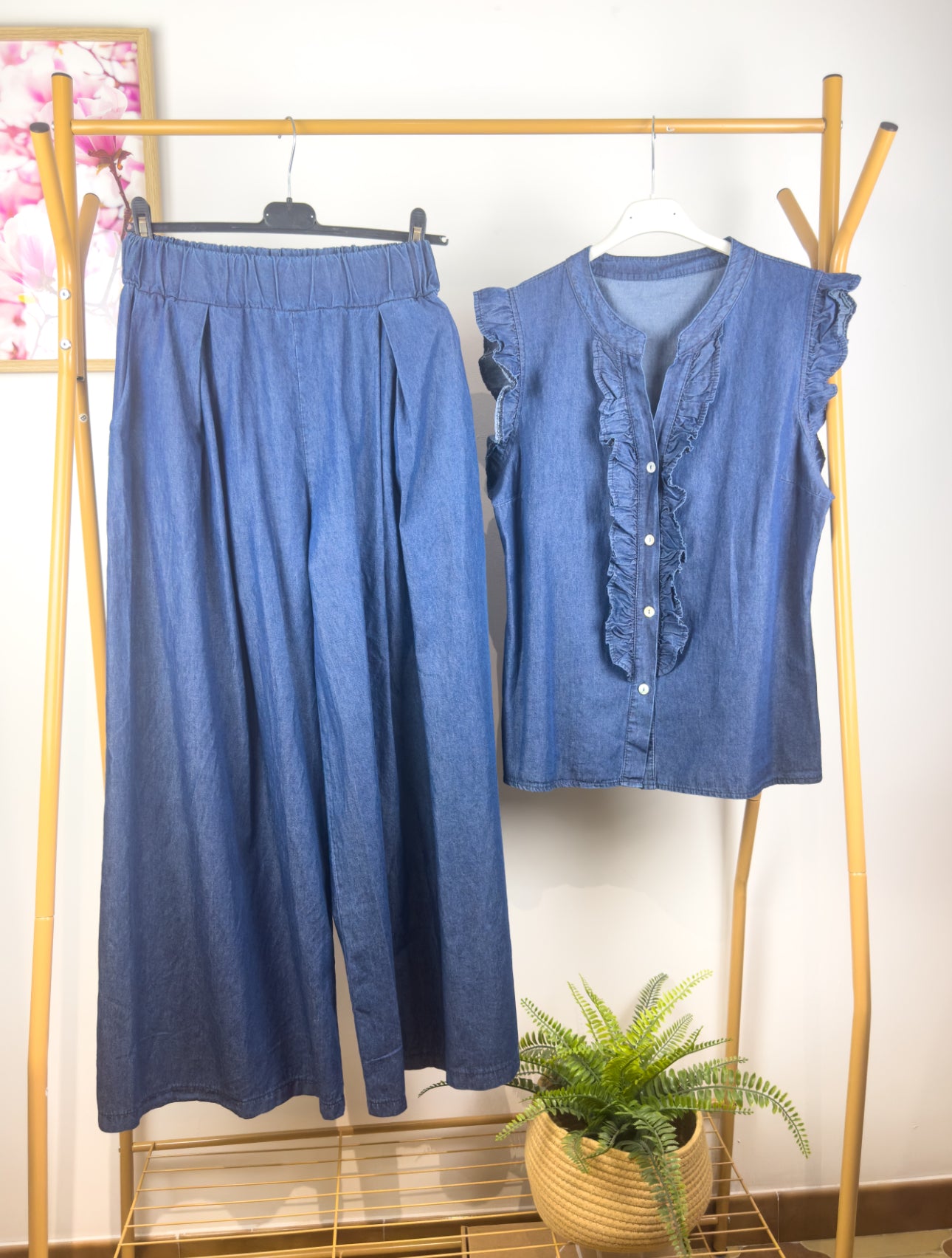 Pantaloni Palazzo Jeans Leggero