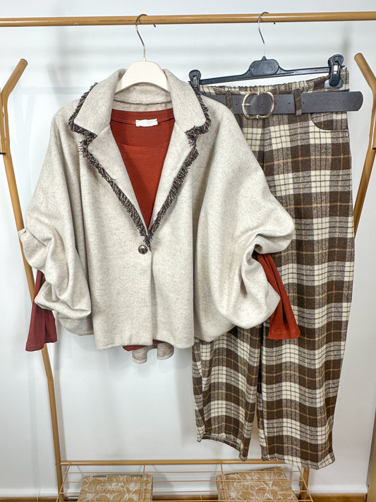 Cappotto Poncho Panna & Frange